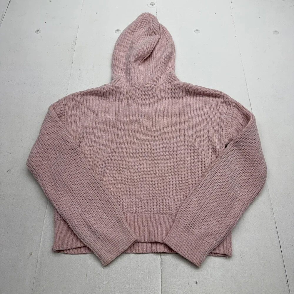 Time And Tru Sweater Hoodie Womens S Pink V Neck Cable Knit Winter Pullover
